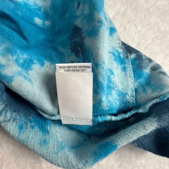 Logo Beach To Street Womens Tie-Dye Button-Down Tunic Top Medium Blue Artsy New - Picture 5 of 8